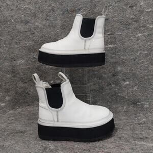 UGG Neumel Platform Chelsea Boots Women's Size 6 White 1139510 Outdoor